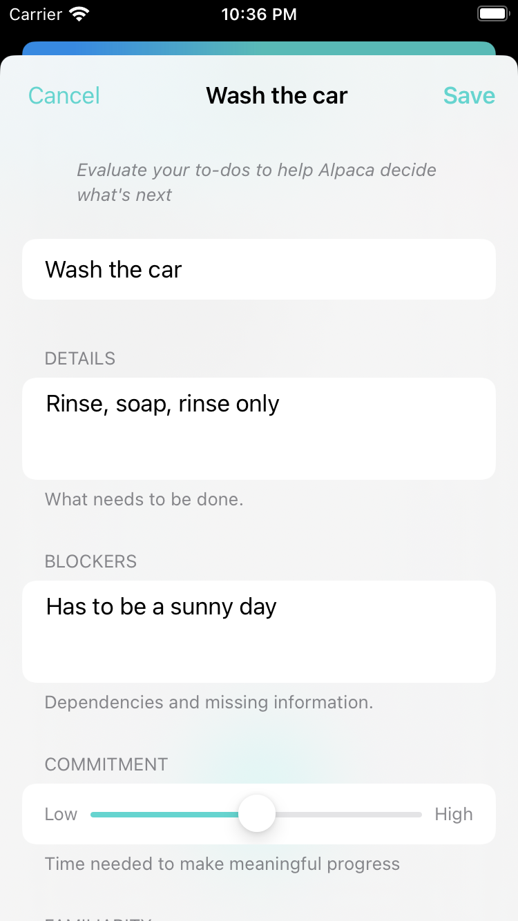 To-do name, details, and blockers