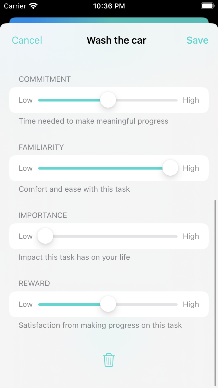 Commitment, familiarity, importance, and reward settings